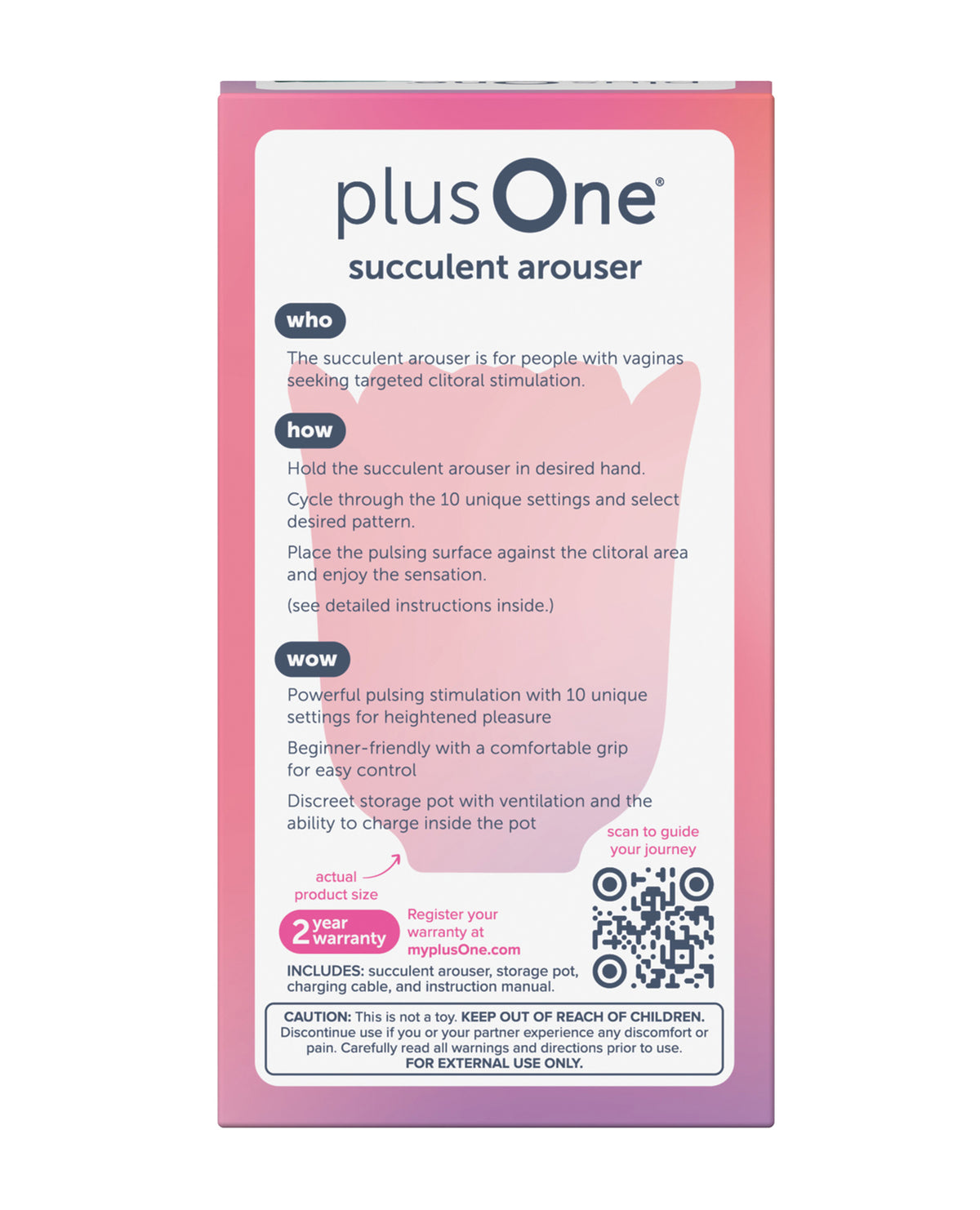 Vibrador externo PlusOne Succulent con estimulación palpitante y agarre natural