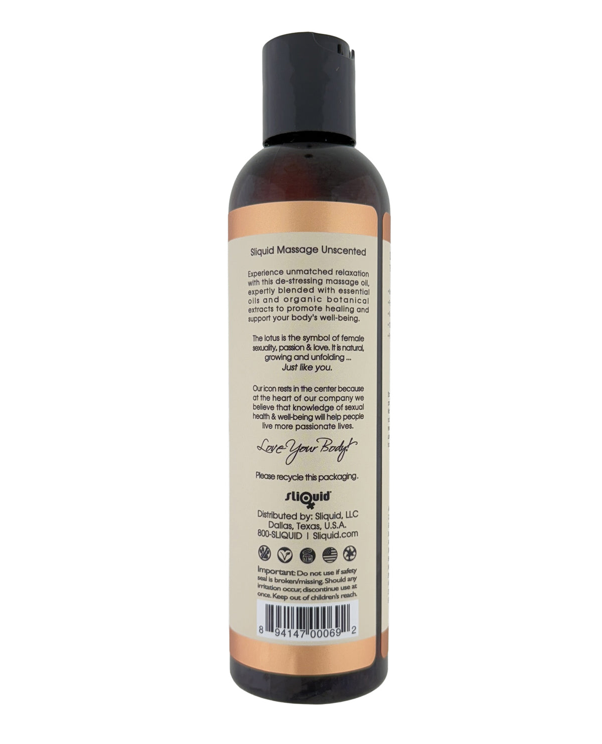 Sliquid Balance Unscented Massage Oil 8.5 Oz Organic Relaxing Blend