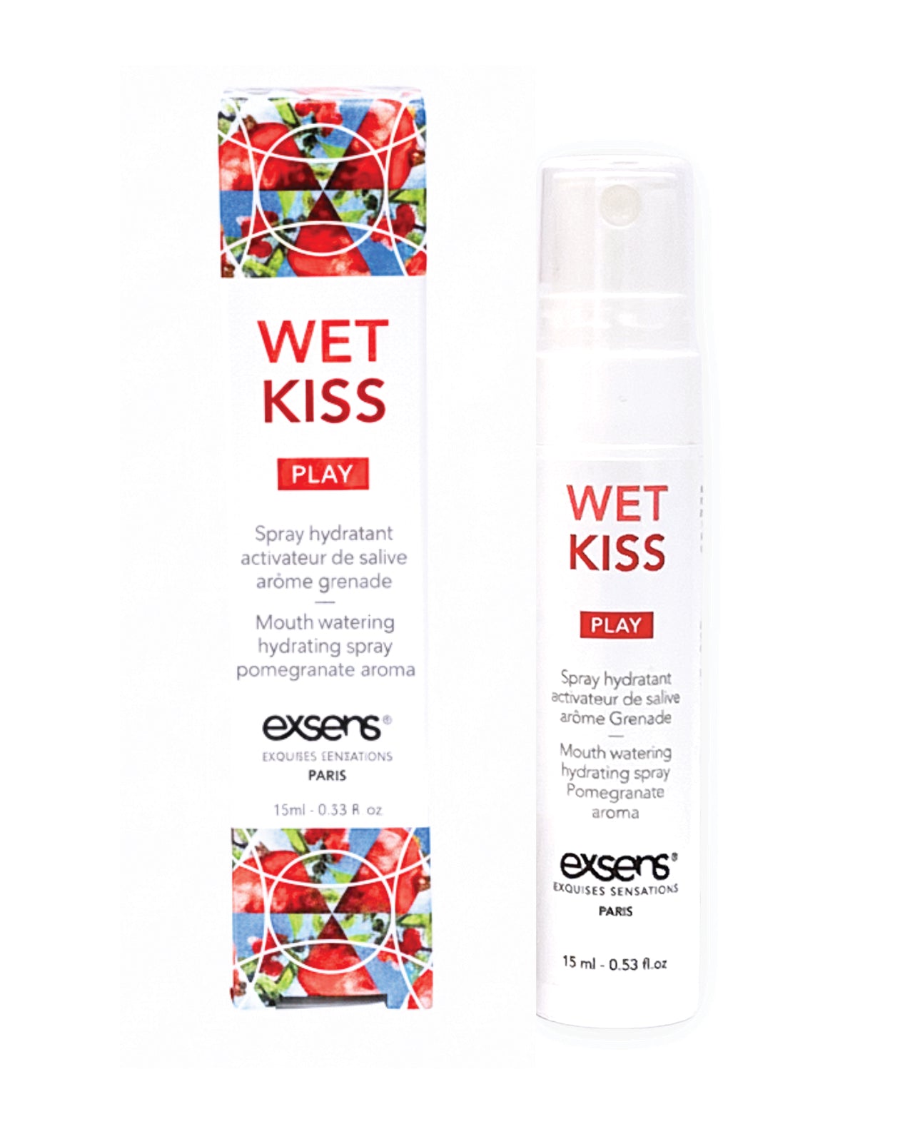 Exsens Wet Kiss, nawilżający spray ze śliną o smaku granatu, 15 ml