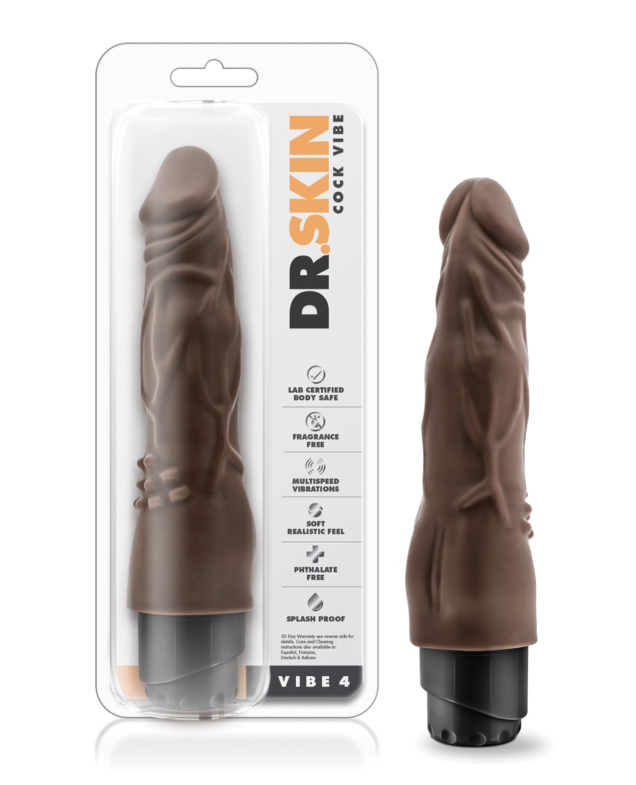 Blush Dr Skin Cock Vibe 8 Inch Realistic Clitoral Vibrating Dildo Chocolate
