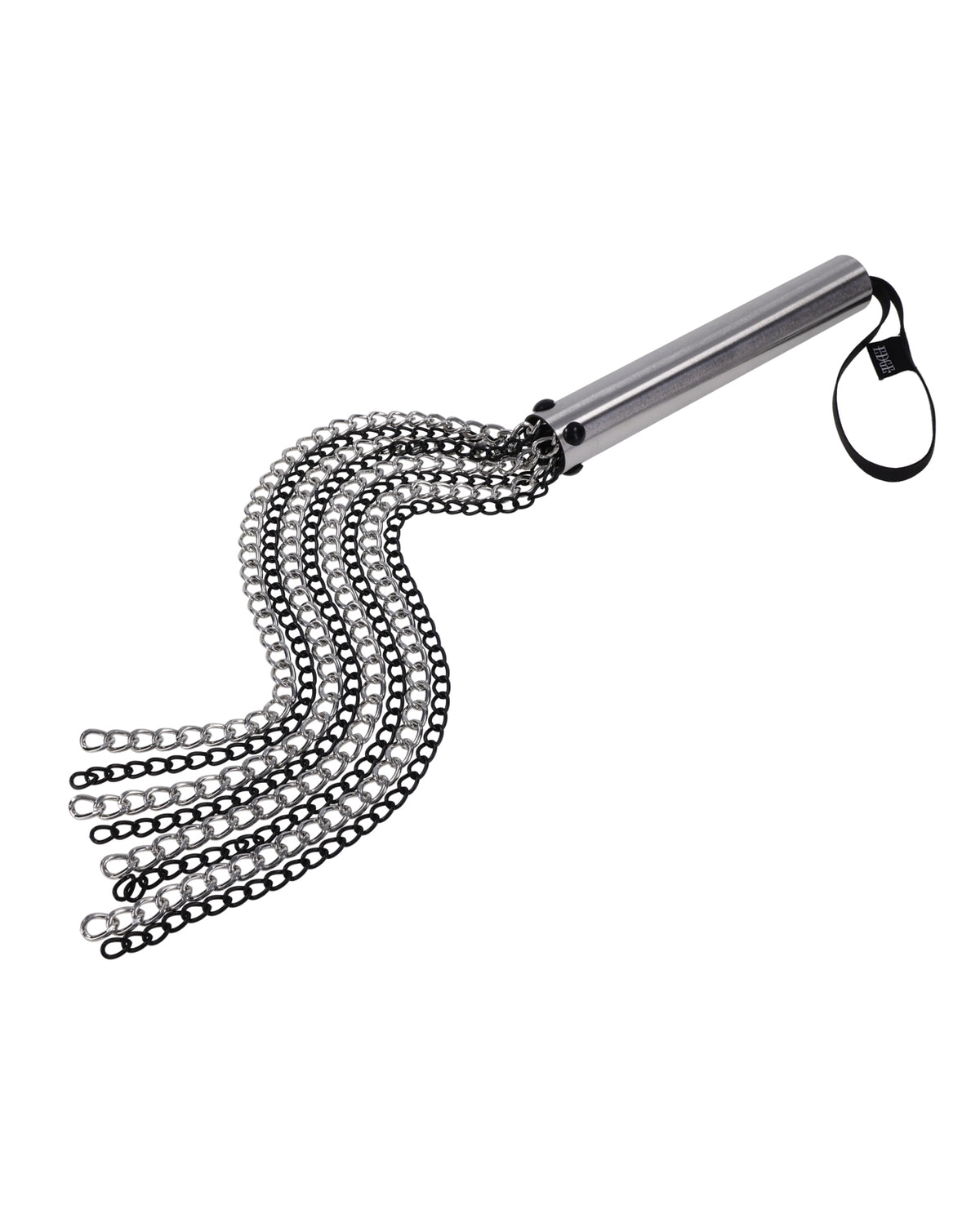 Látigo de ocho cadenas Edge con mango de metal plateado, pesado y de impacto