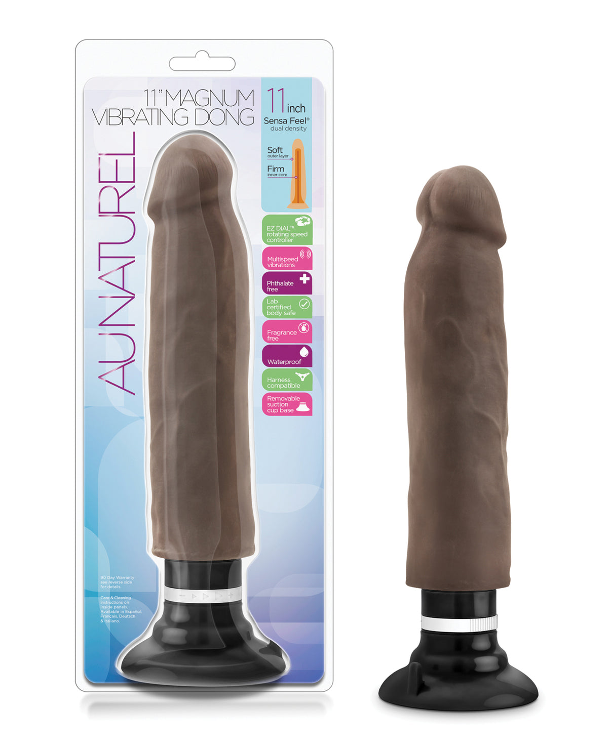 11 Inch Sensa Feel Dual Density Vibrating Dildo With Suction Cup Base