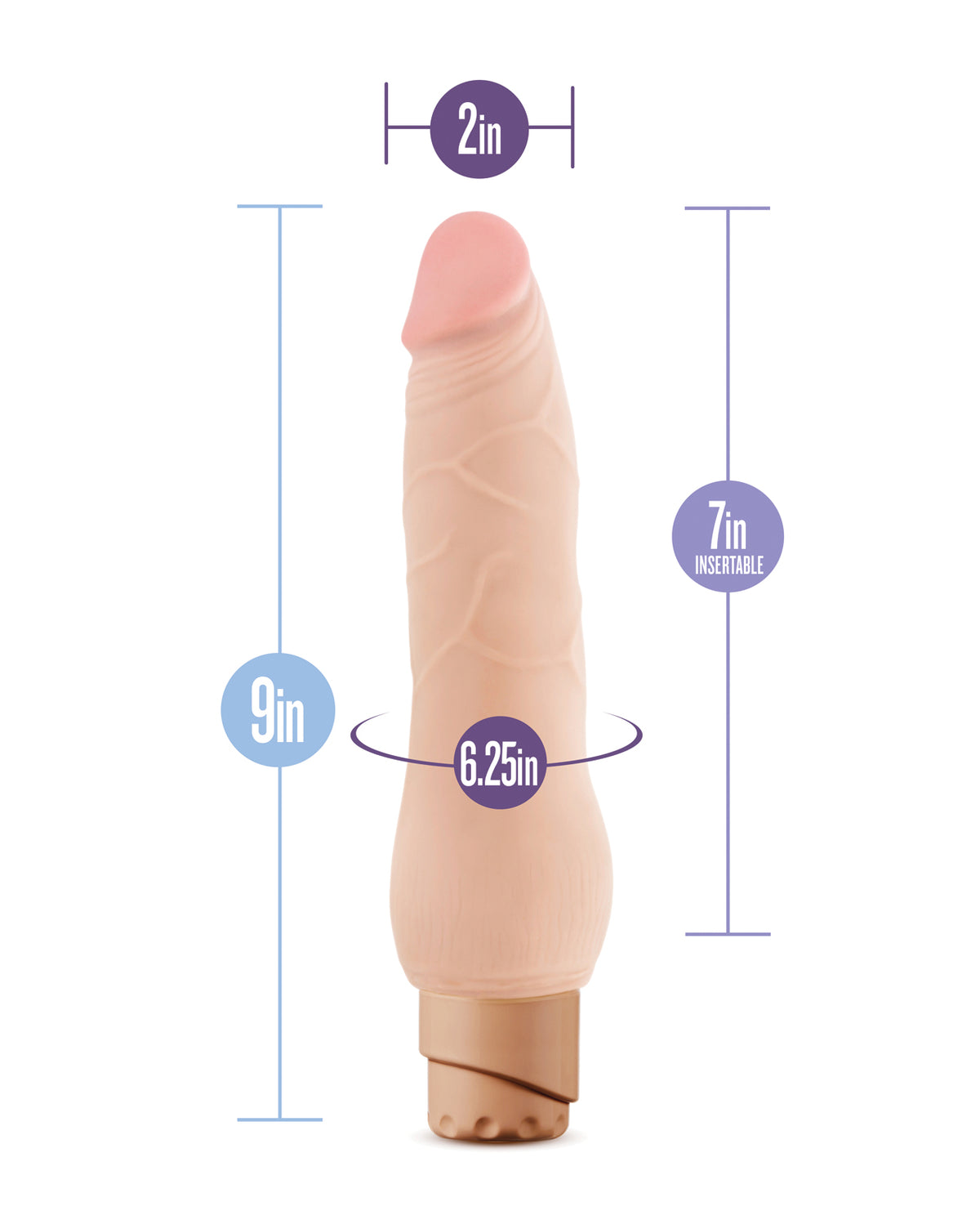 Blush Au Naturel Fabien, dildo flexibil vibrant, de 9 Inch, bej