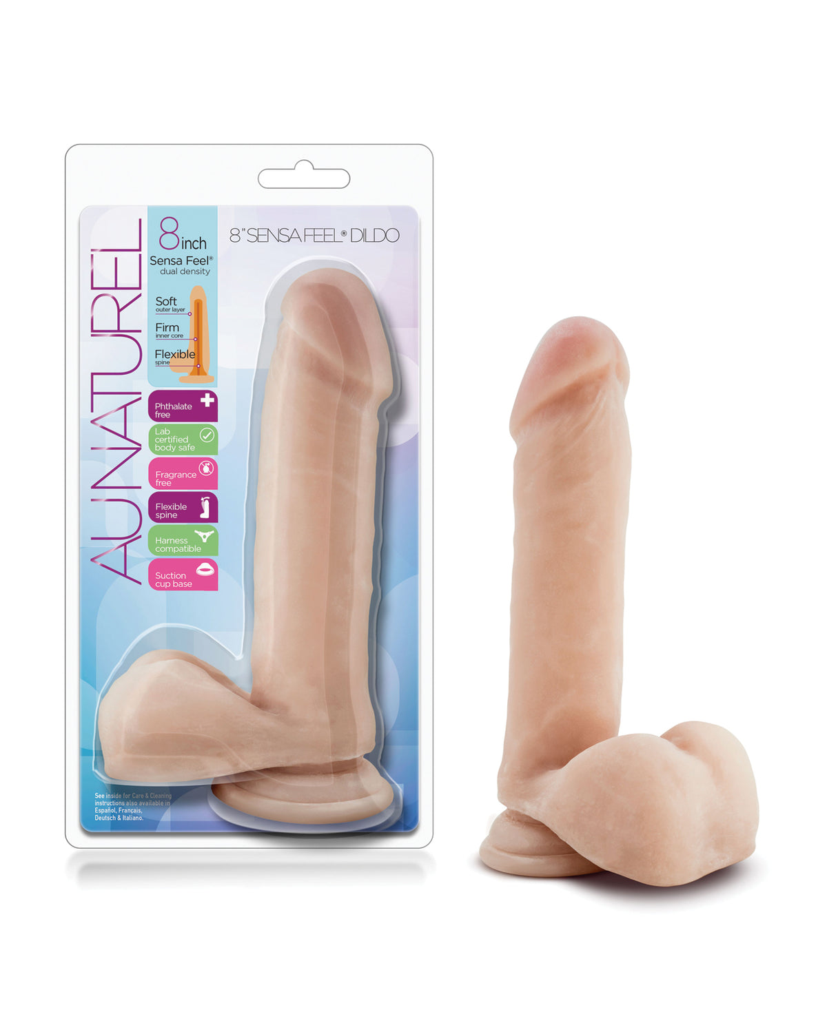 Blush Au Naturel 8 Inch Dual Density Sensa Feel Realistic Dildo Beige