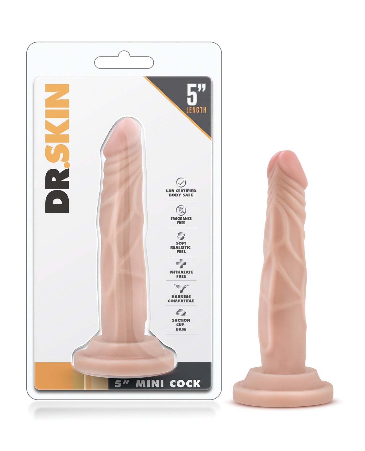 Blush Dr. Skin 5-tommers mini-dildo i beige med sugekopfod