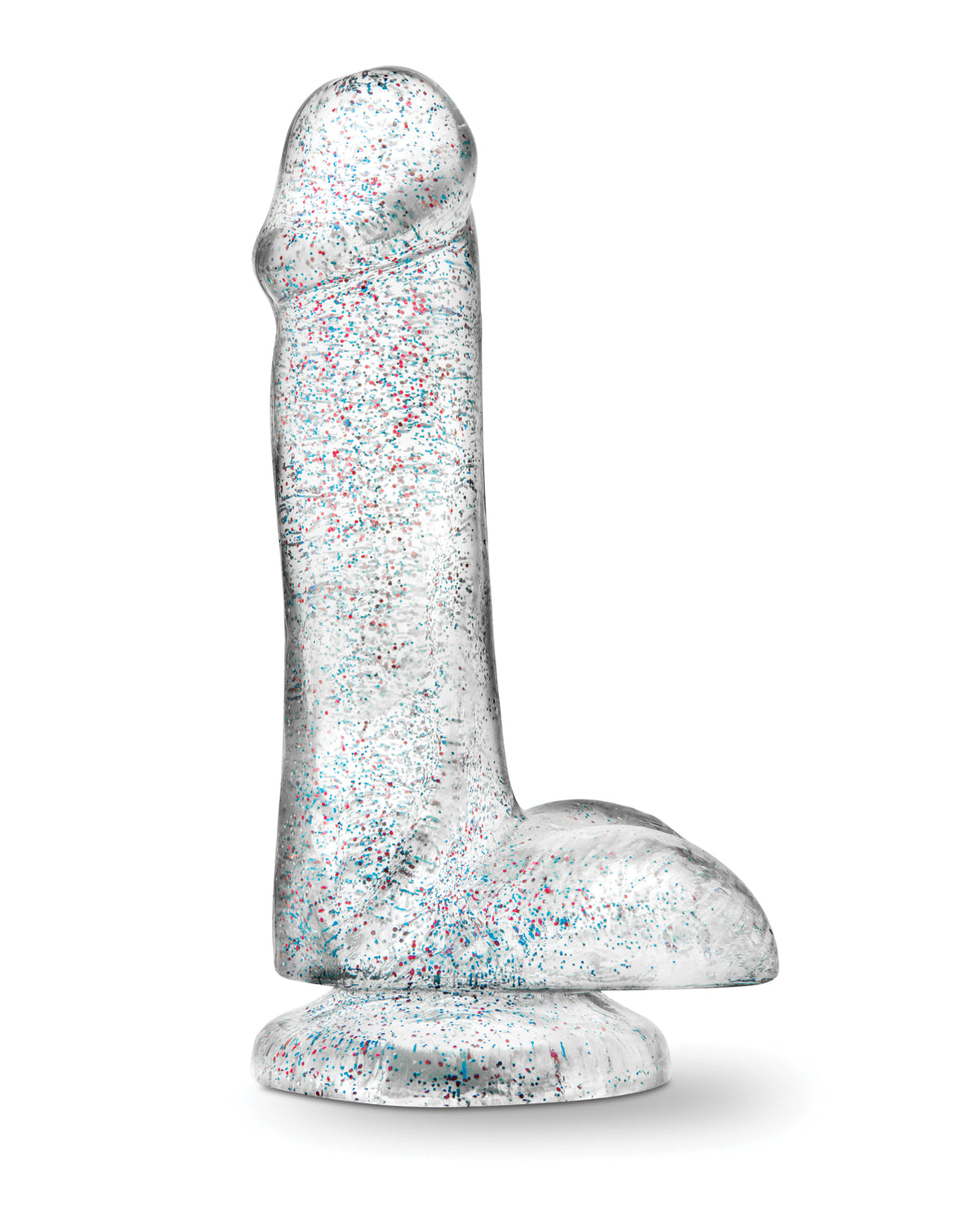 Dildo con purpurina de 6 pulgadas Naturally Yours de Blush, con eje transparente