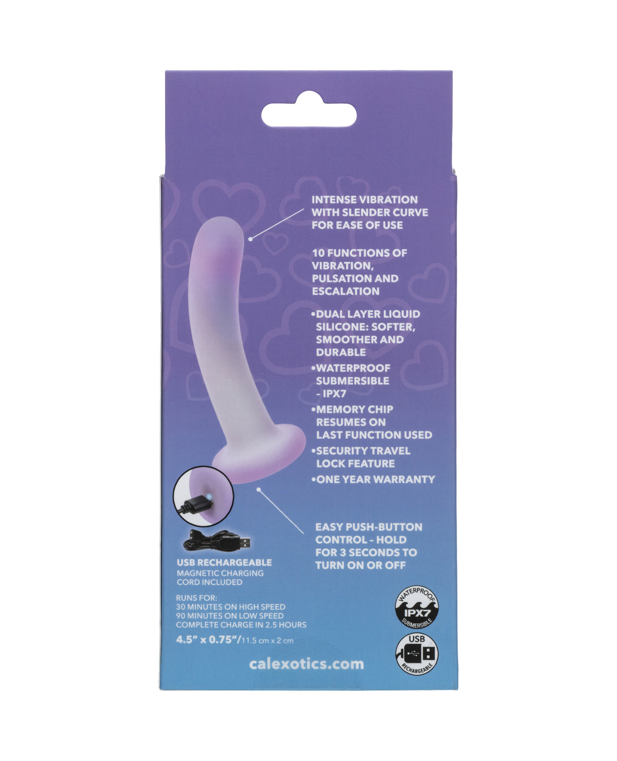 Sonda anal curva y delgada Lavender Haze con cuerpo de silicona suave