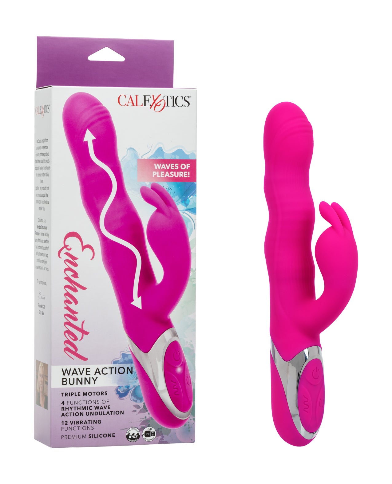 Vibrador de conejito Enchanted Wave con acción ondulante, tres motores y doble conejo
