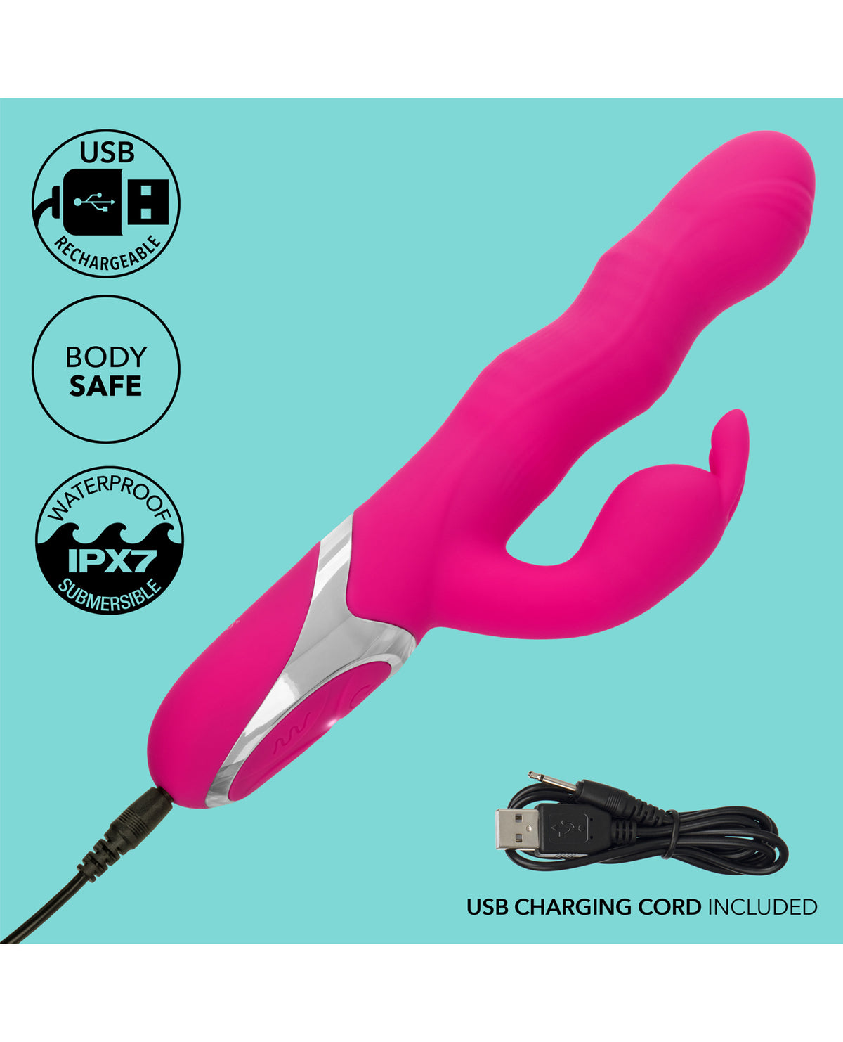 Vibrador de conejito Enchanted Wave con acción ondulante, tres motores y doble conejo