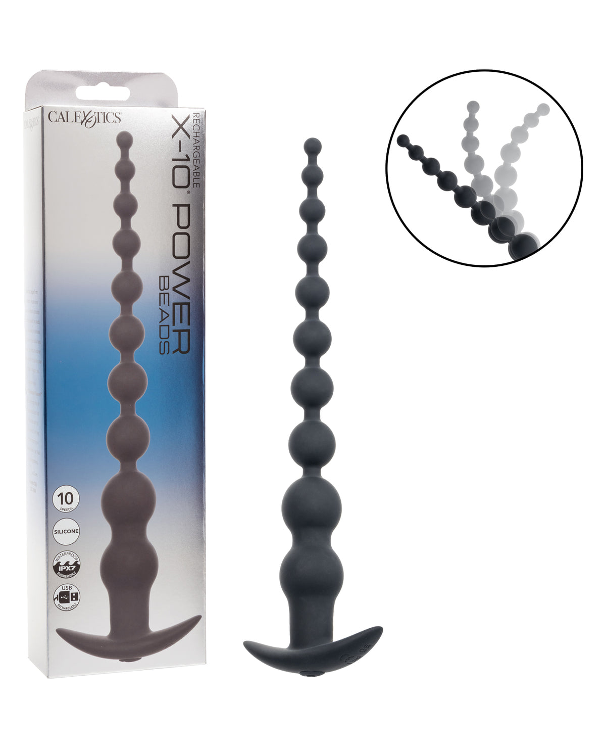 Rechargeable Extended X-10 Power Vibrating Anal Beads