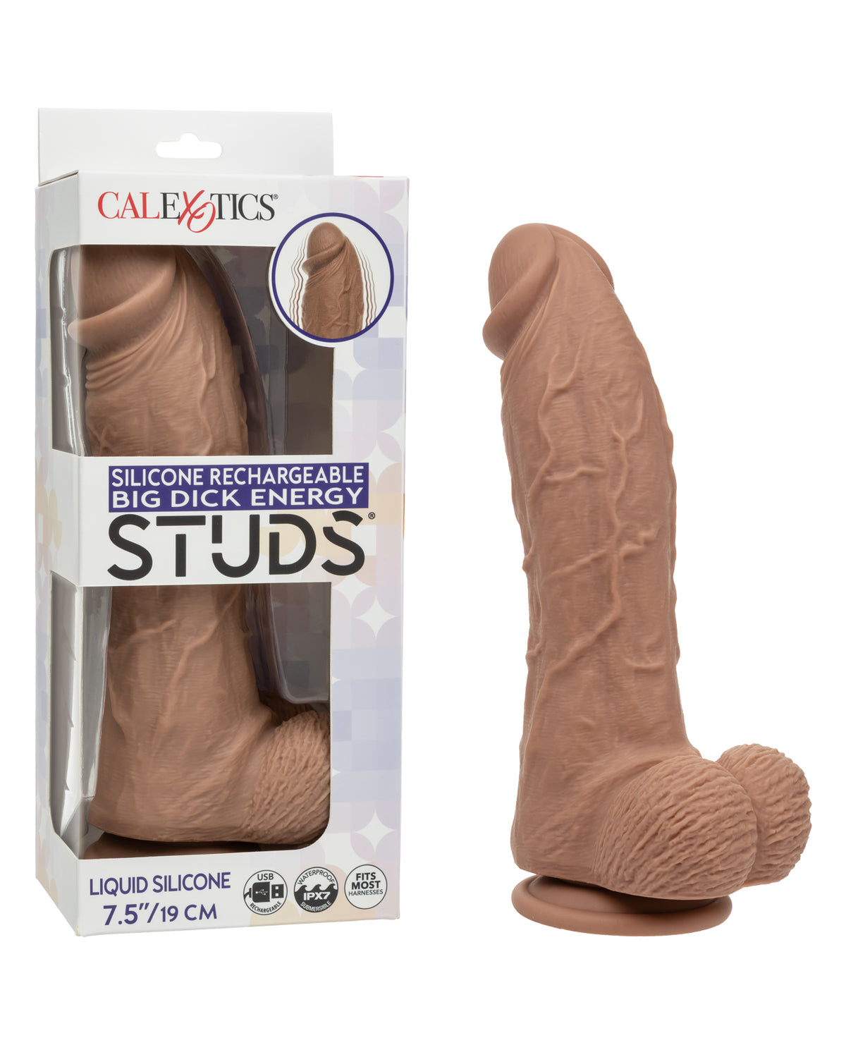 Juguetes de placer vibratorios recargables de silicona líquida para hombres, marrón