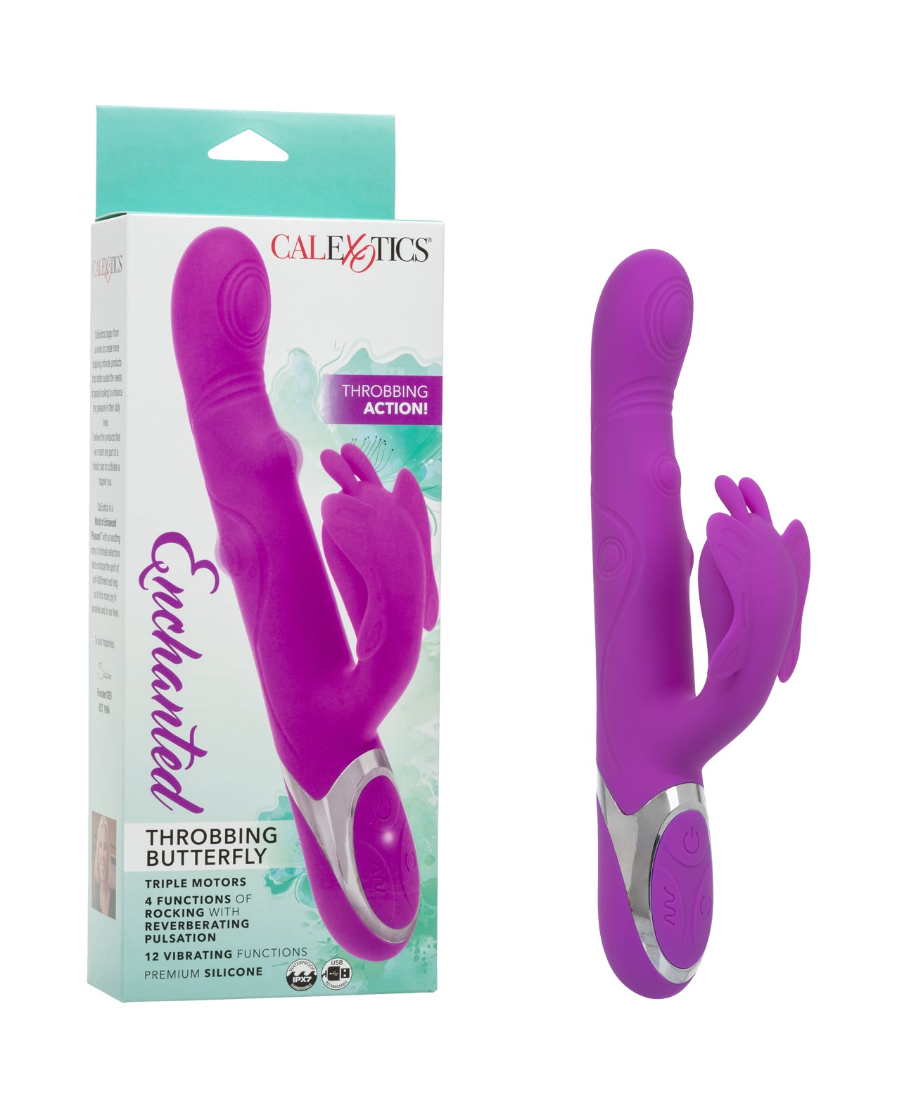 Vibrador curvado de mariposa, interno y externo, con tres motores Enchanted