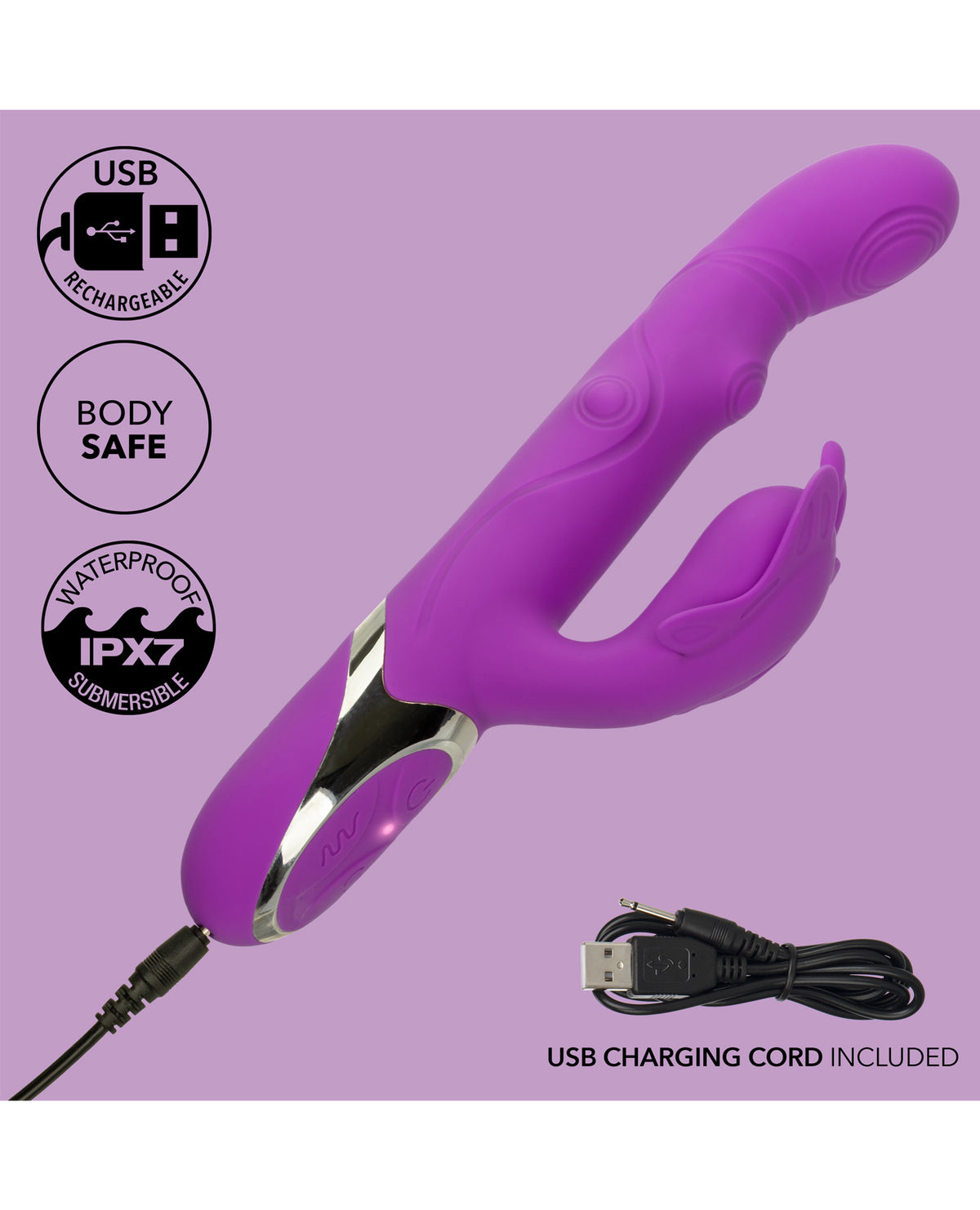 Vibrador curvado de mariposa, interno y externo, con tres motores Enchanted