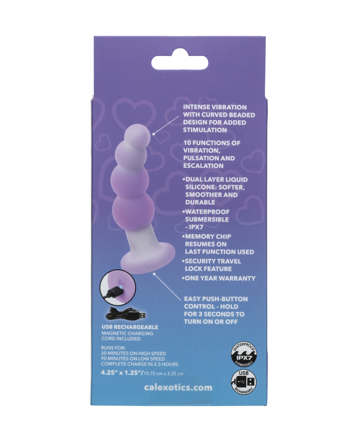 Lavender Haze Beaded Curved Vibrating Anal Probe Sensual