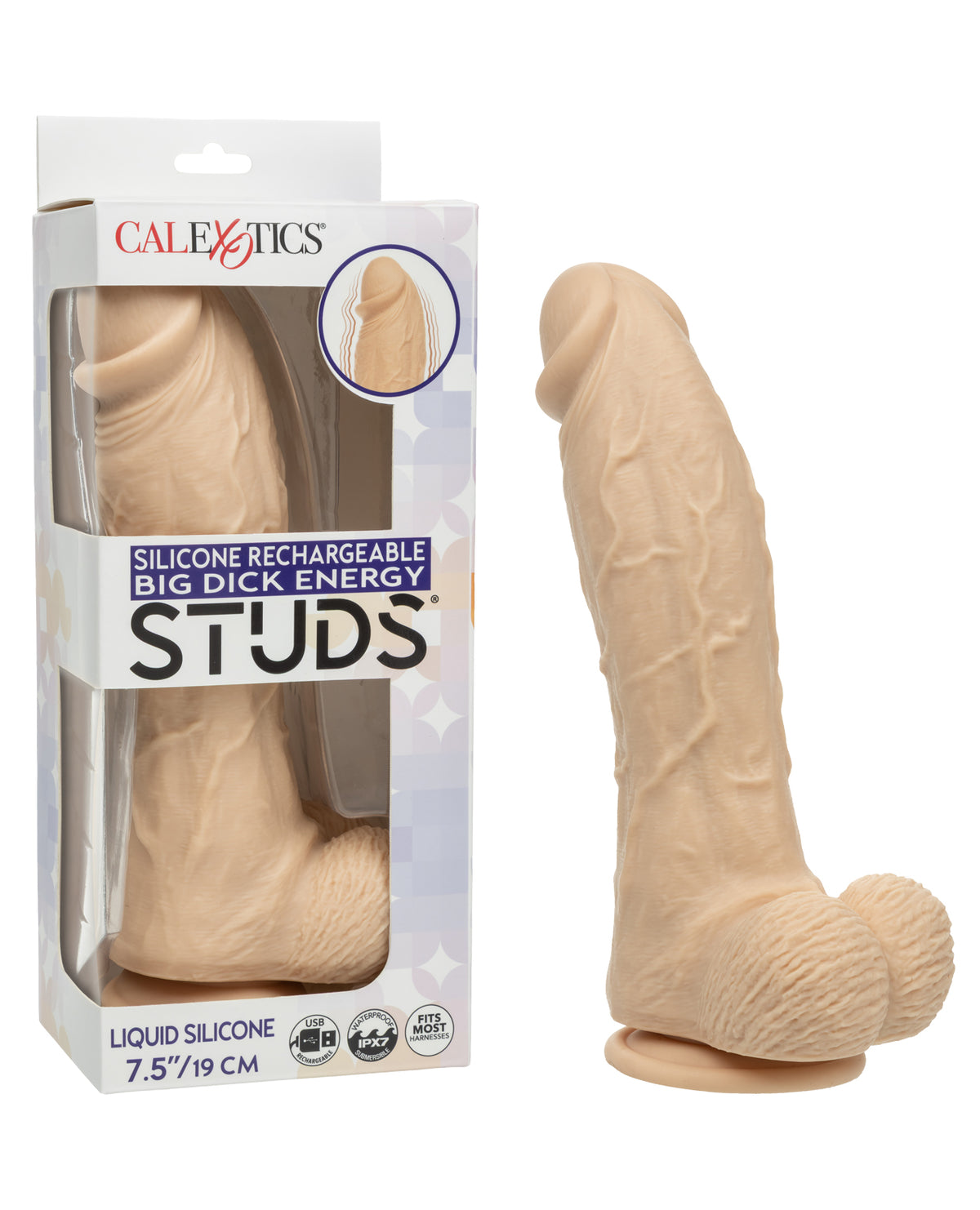 Pene de placer vibratorio recargable de silicona líquida color marfil