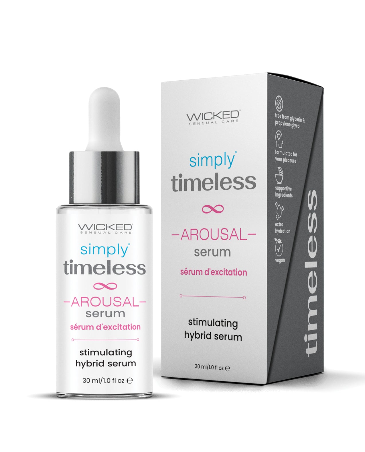 Sérum de excitação com efeito de aquecimento Wicked Sensual Care Simply Timeless, 1 oz