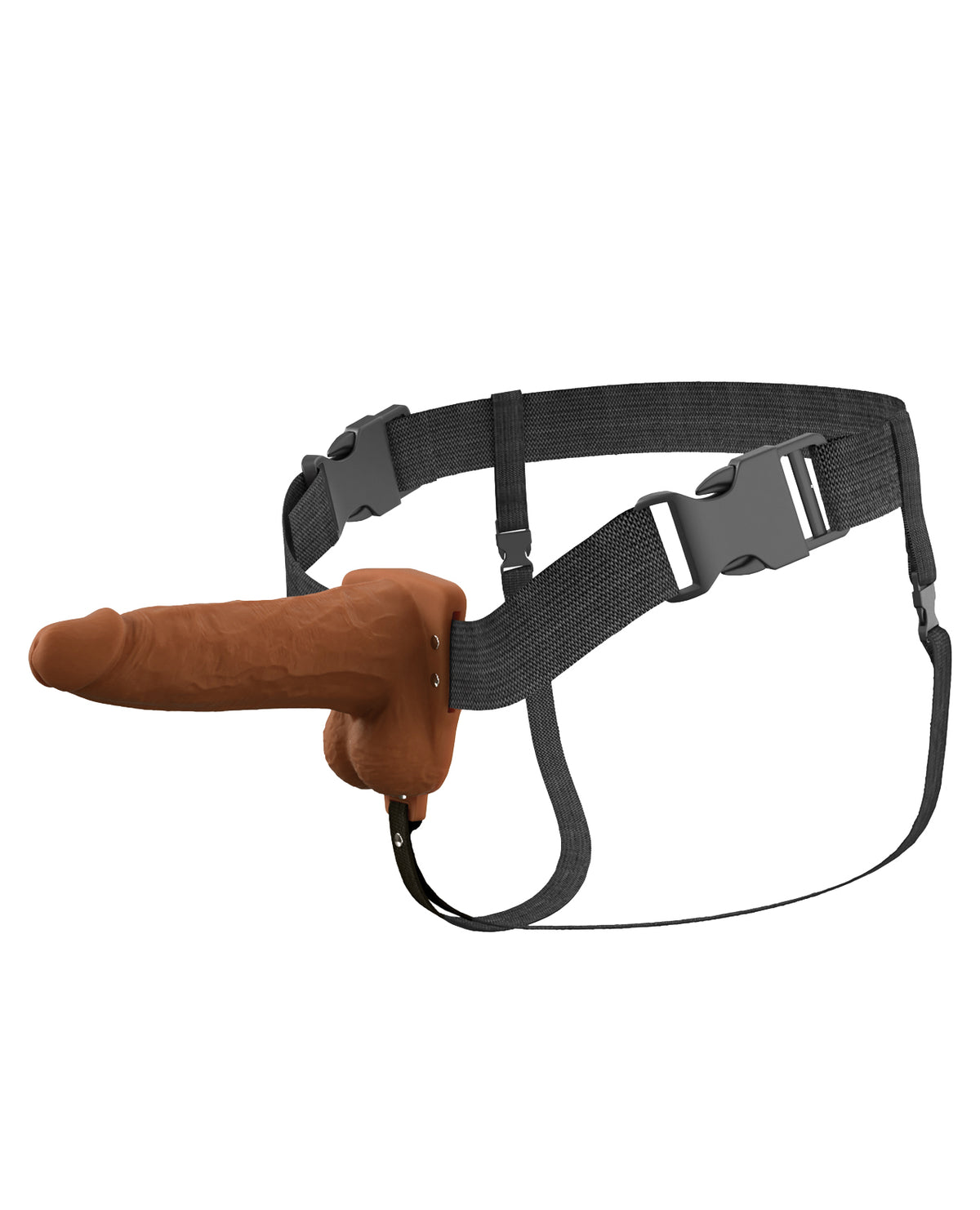 Fantasy Xtensions Elite 6 Inch Vibrating Hollow Silicone Strap On Brown