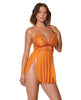 Indlæs billede i gallerifremviser, Mango Obsession orange babydoll- og G-string-sæt i blonde-mesh
