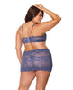 Charger l'image dans la visionneuse de la galerie, Twilight Fever Navy Lace Bra And Mini Skirt Set Women Plus Size

