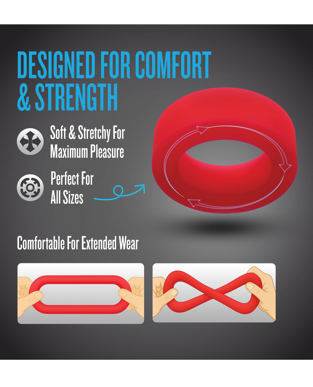 Performance Plus Pursuit Thick Durable Cock Ring Boost Stamina Red