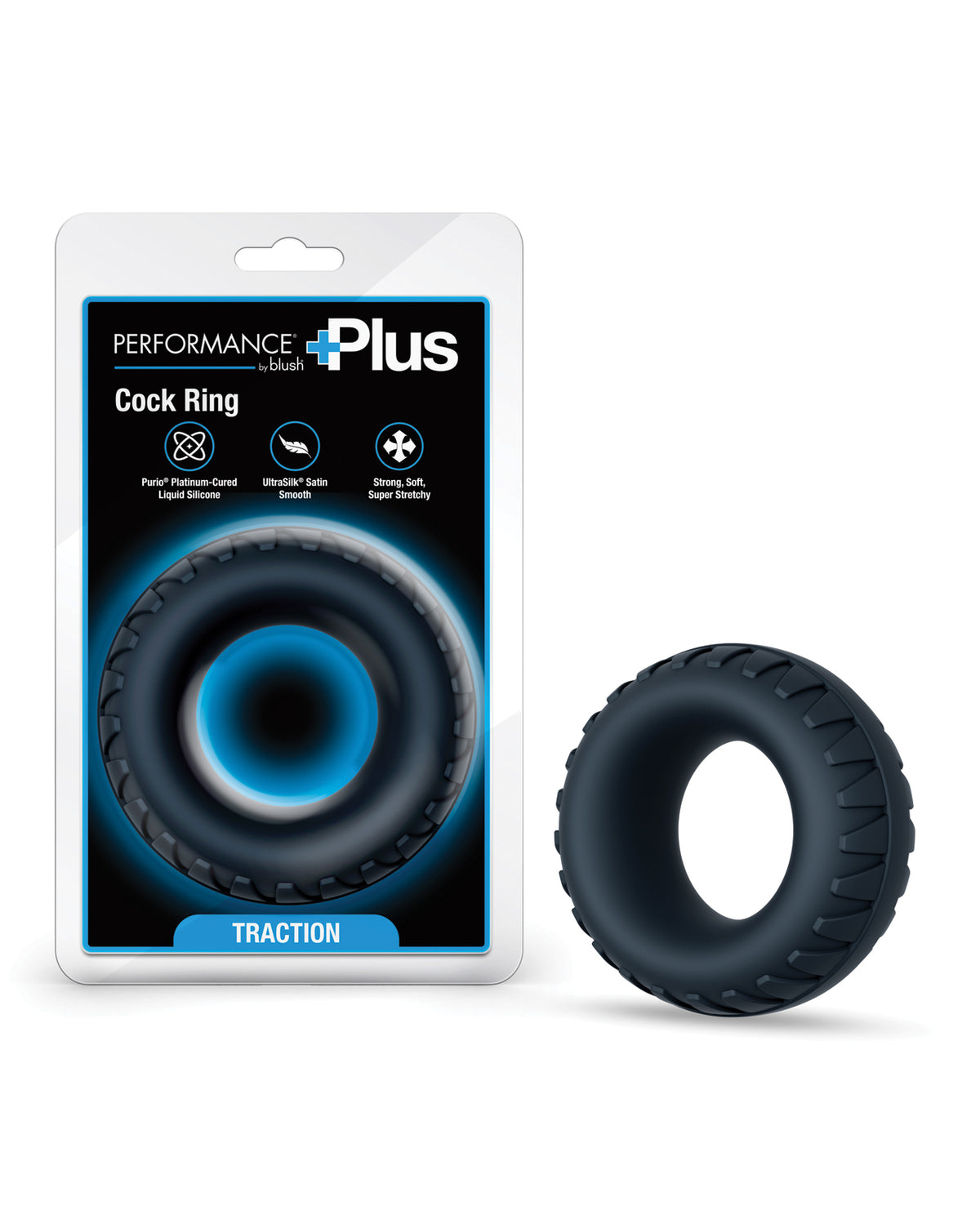 Blush Performance Plus Traction Ultra Thick Textured Cock Ring Black