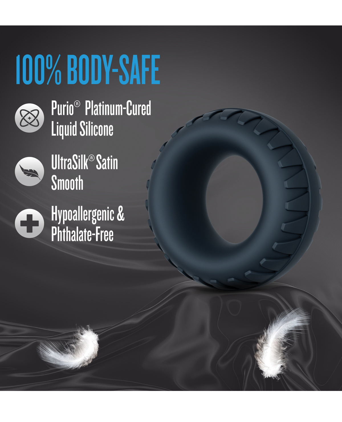 Blush Performance Plus Traction extra dikke getextureerde cockring, zwart