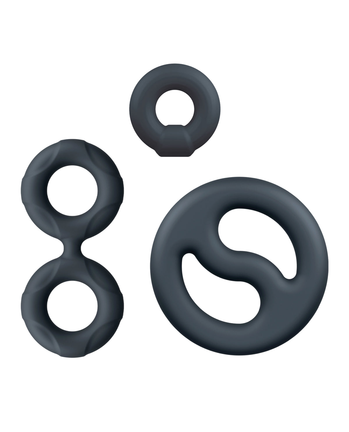 Performance Plus Doppel-Penisring-Set schwarz - glatter und strukturierter Ring für mehr Ausdauer