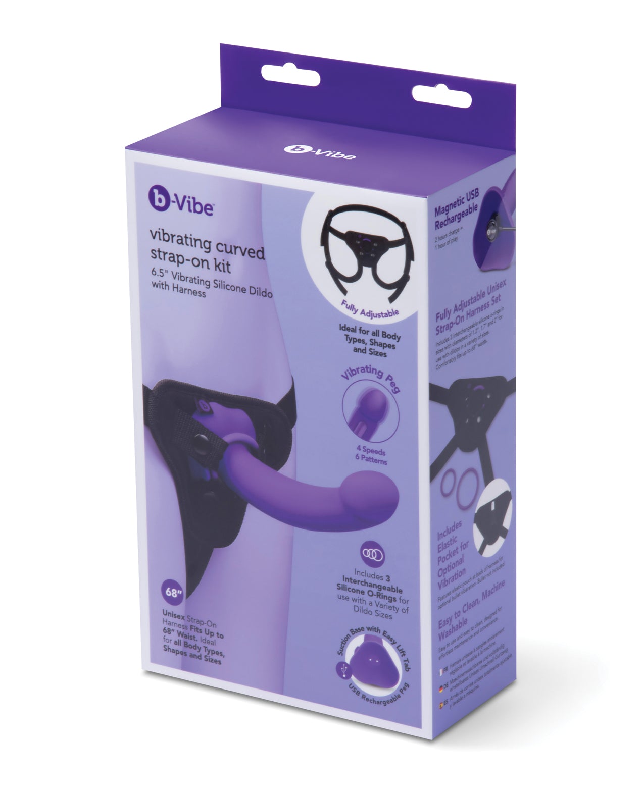 Kit BVibe cu dildo curbat, vibrator, din silicon, cu prindere, pentru începători
