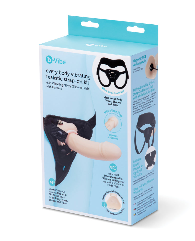 Load image into Gallery viewer, B Vibe Every Body 6.5 Inch Vibrating Silicone Strap On Dildo Kit
