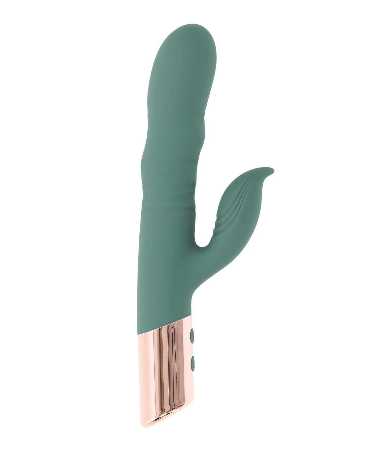 Vibrador doble Evolved The Shimmy con eje de empuje y masajeador de clítoris, menta