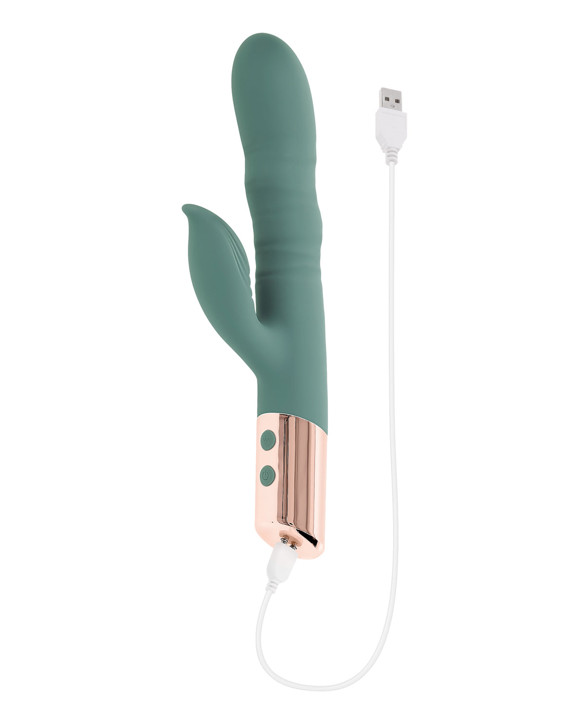 Vibrador doble Evolved The Shimmy con eje de empuje y masajeador de clítoris, menta