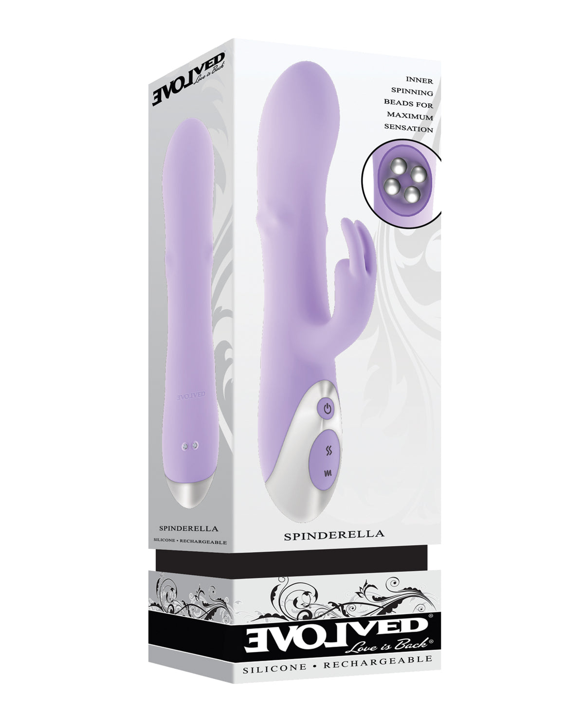 Juguete sexual vibratorio giratorio de doble eje Evolved Spinderella Purple con 3 motores
