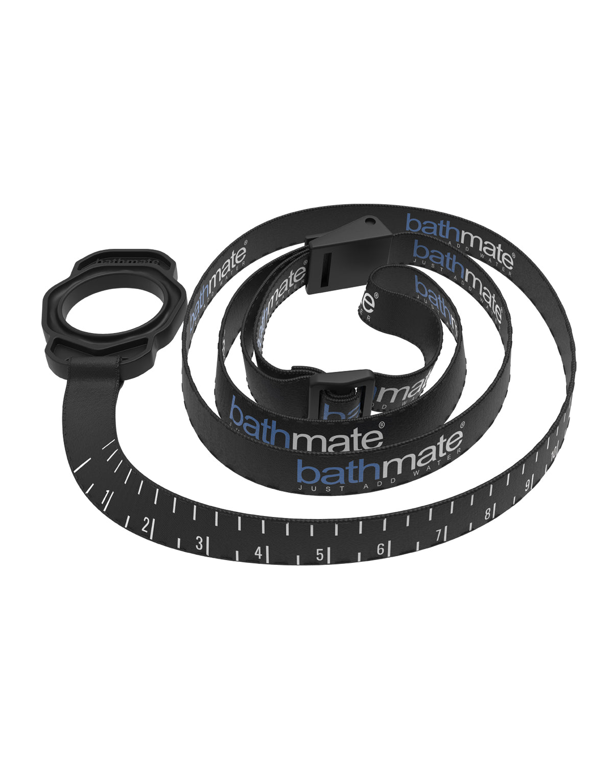 Bathmate Hands Free Shower Strap With Measuring Ruler Black