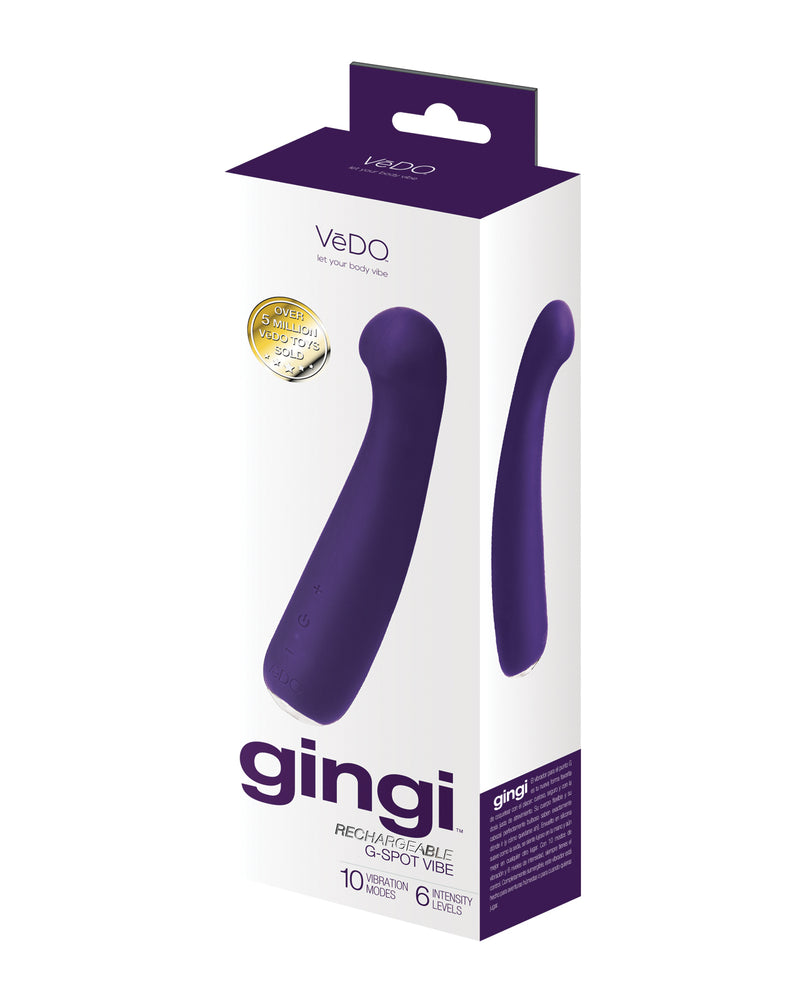 Cargue la imagen en el visor de la galería, Vibrador de silicona recargable Vedo Gingi con estimulador de punto G, morado
