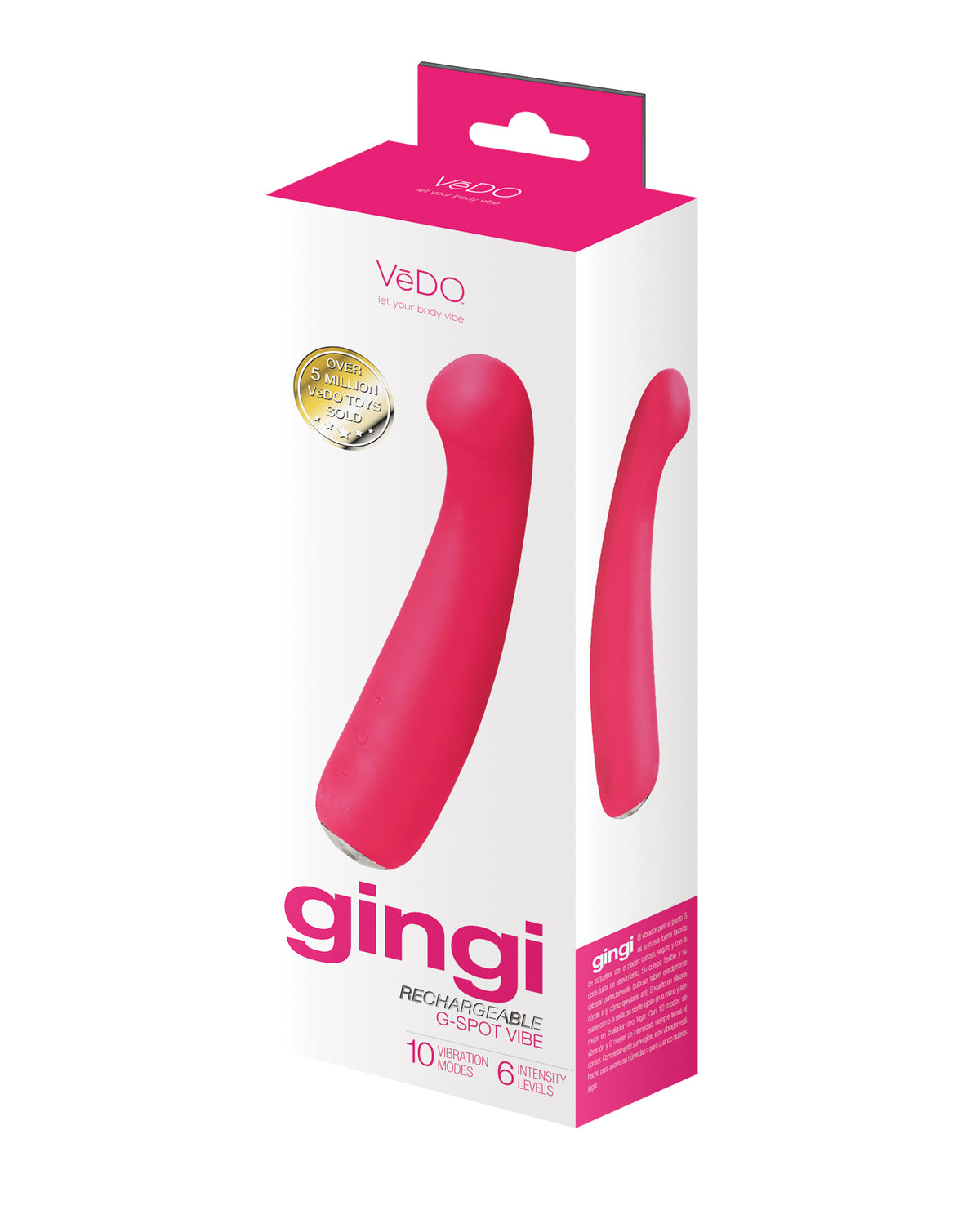 Vibrador de punto G de silicona flexible recargable VeDO, rosa