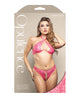 Cargue la imagen en el visor de la galería, Conjunto de sujetador halter y bragas de encaje rosa intenso brillante con detalle de perla M/L

