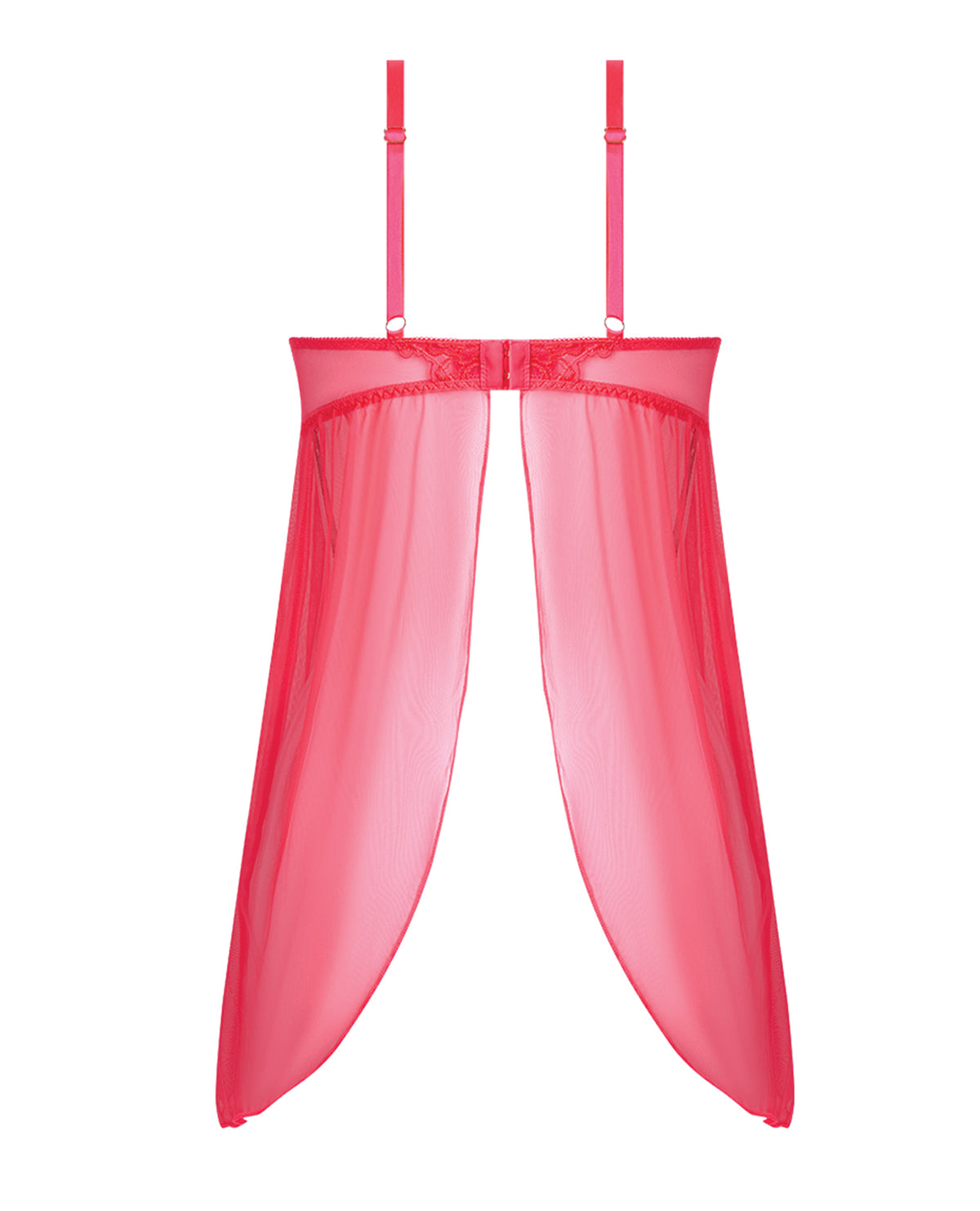 Eden Plus Size Coral Mesh Chemise Slip Dress With Keyhole Lace Trim