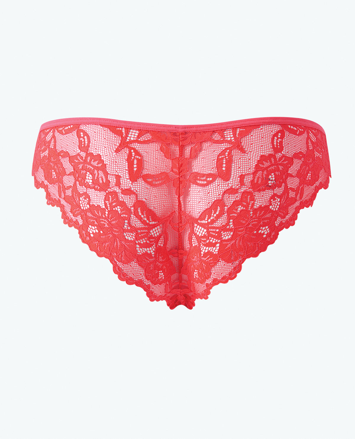 String tanga Bella à lacets croisés en dentelle avec détail bijou, corail, M