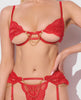 Load image into Gallery viewer, Red Stretch Lace Open Cup Bra And Adjustable Garter Set
