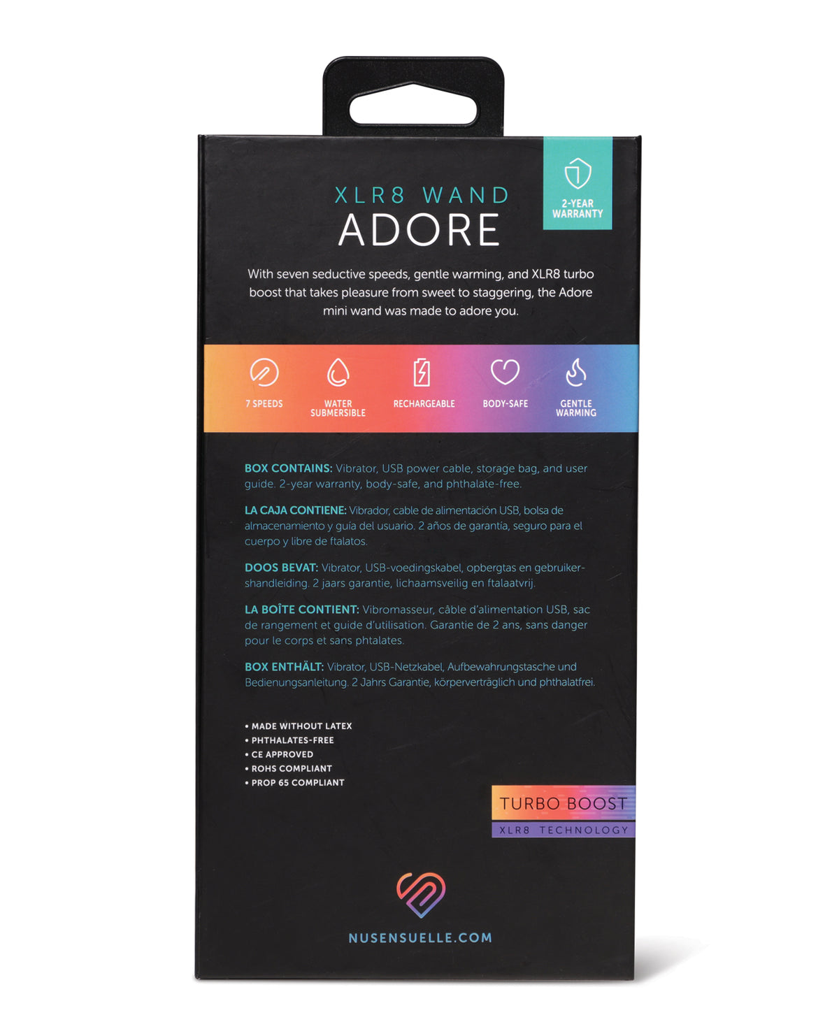 Nu Sensuelle Adore XRL8 Mini Wand with Heat and Velvet Touch Silicone Black