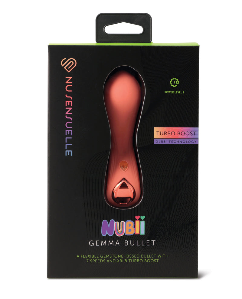 Cargue la imagen en el visor de la galería, Vibrador bala flexible Turbo Gemma Nubii de silicona con gemas Nu Sensuelle color coral
