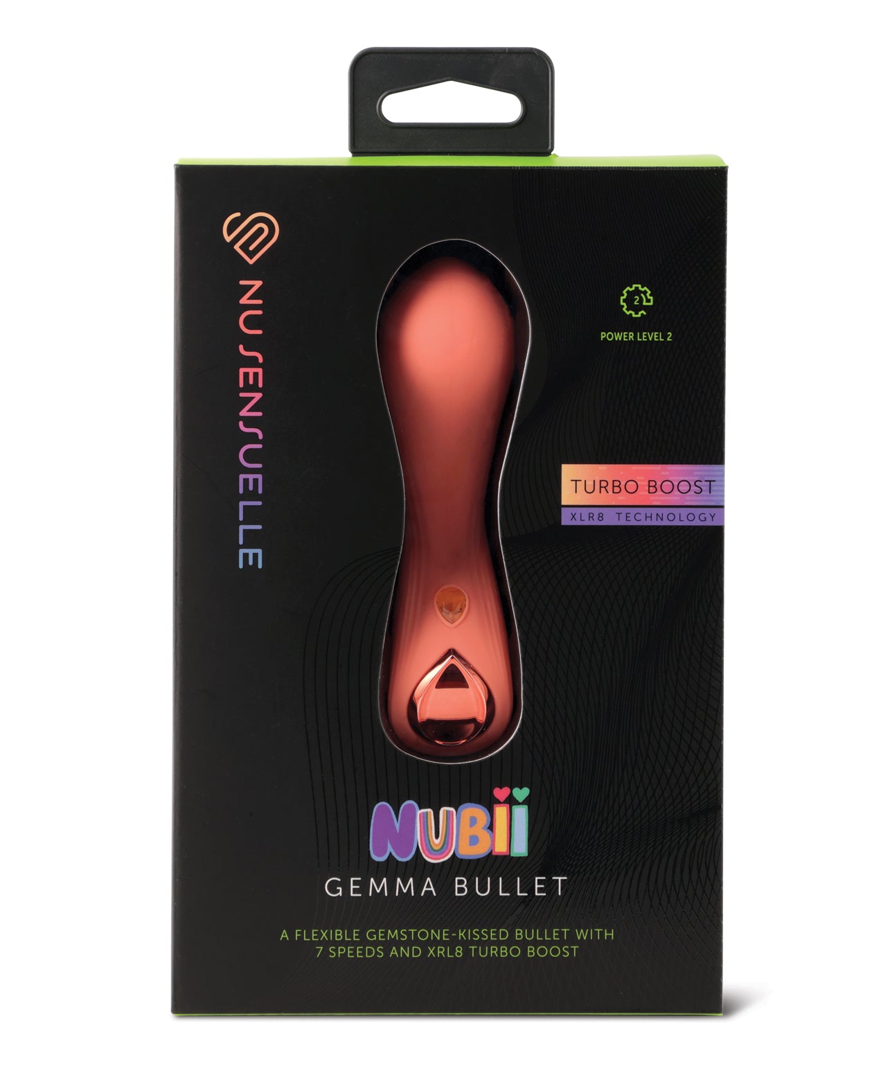 Vibrador bala flexible Turbo Gemma Nubii de silicona con gemas Nu Sensuelle color coral