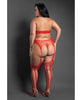 Indlæs billede i gallerifremviser, Rød halterneck-bodystocking i mesh med stribet blondeudskæring på ryggen
