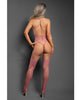 Indlæs billede i gallerifremviser, Pink gennemsigtig halterneck-teddy-bodystocking i blonde og netstrik, one size
