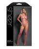 Indlæs billede i gallerifremviser, Pink gennemsigtig halterneck-teddy-bodystocking i blonde og netstrik, one size
