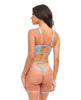 Charger l'image dans la visionneuse de la galerie, Teddy Emilia bleu, taille S, à bretelles, brodé, avec décolleté plongeant et soutien-gorge à armatures transparent
