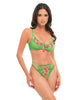 Încărcați imaginea în vizualizatorul Galerie, Cheri, set de sutien cu armături și chiloți verde neon, cu cireșe brodate, mărimea Xxl
