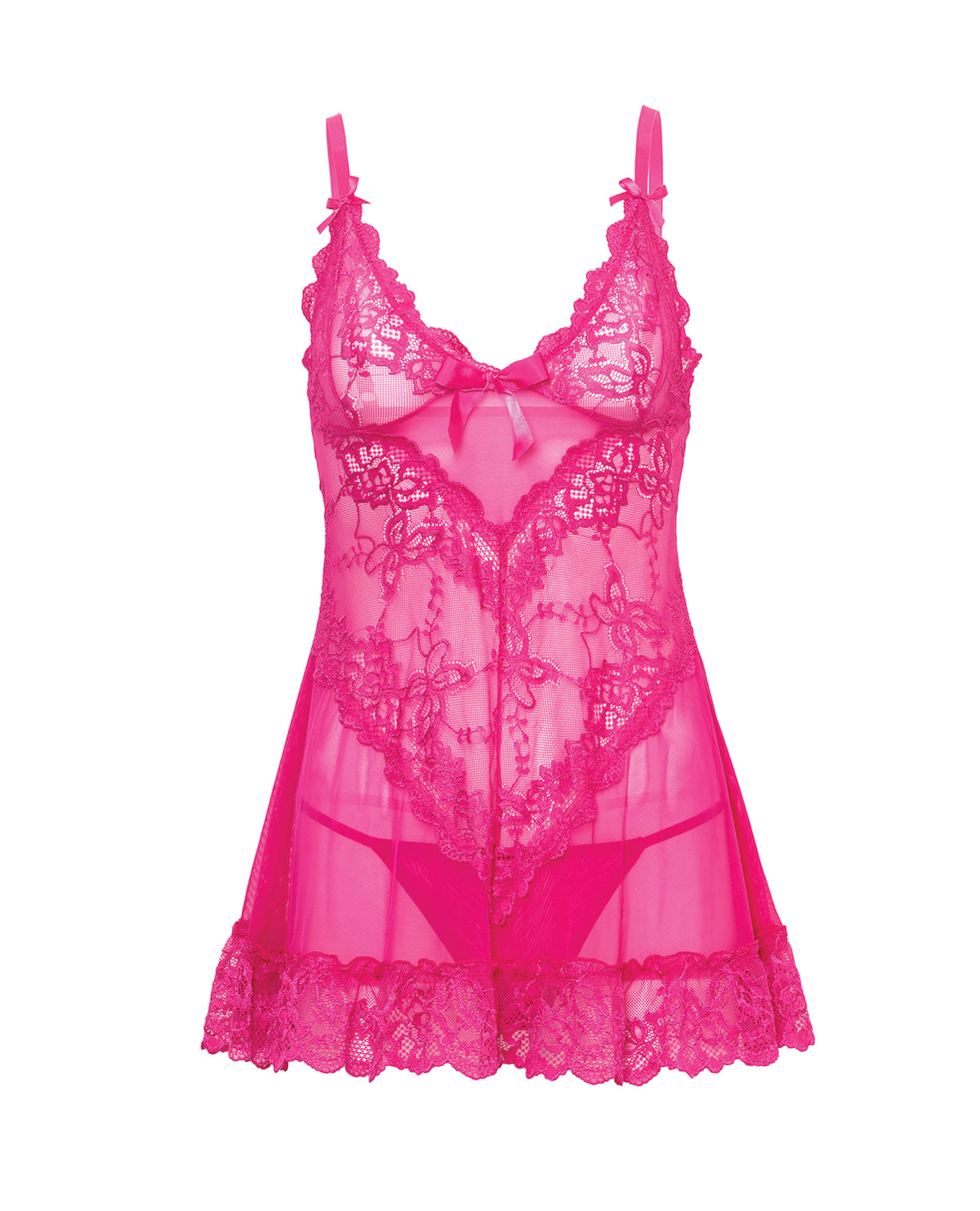 Valentinrose blonde-babydoll med justerbare stropper og g-streng