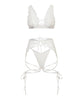 Load image into Gallery viewer, Naya White Lace 3 Piece Lingerie Set With G-String And Garter Belt L/XL
