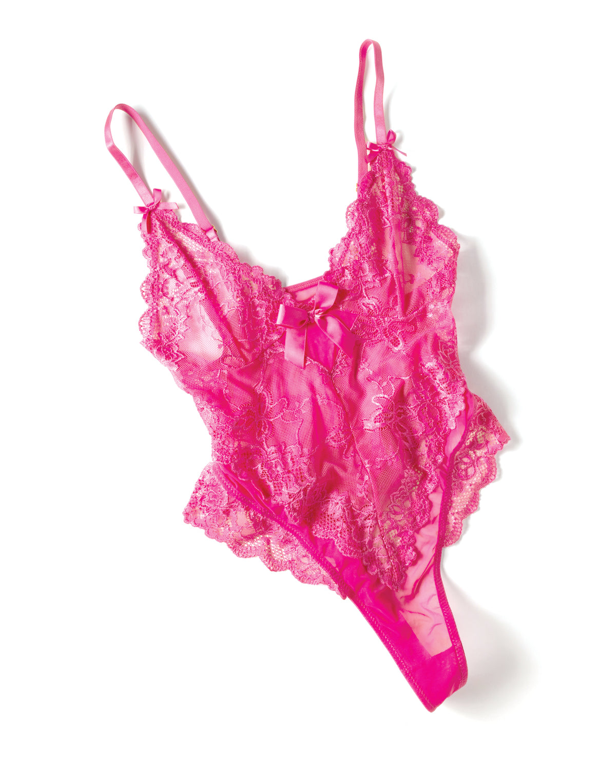 Teddy en dentelle transparente Valentine avec nœuds décoratifs, grande taille